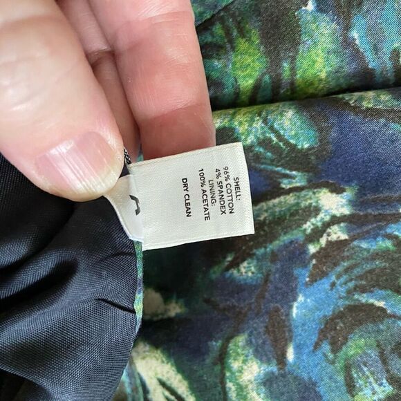 LOFT Ann Taylor Blue Green Floral Roses Pencil Skirt 4 - Picture 4 of 5